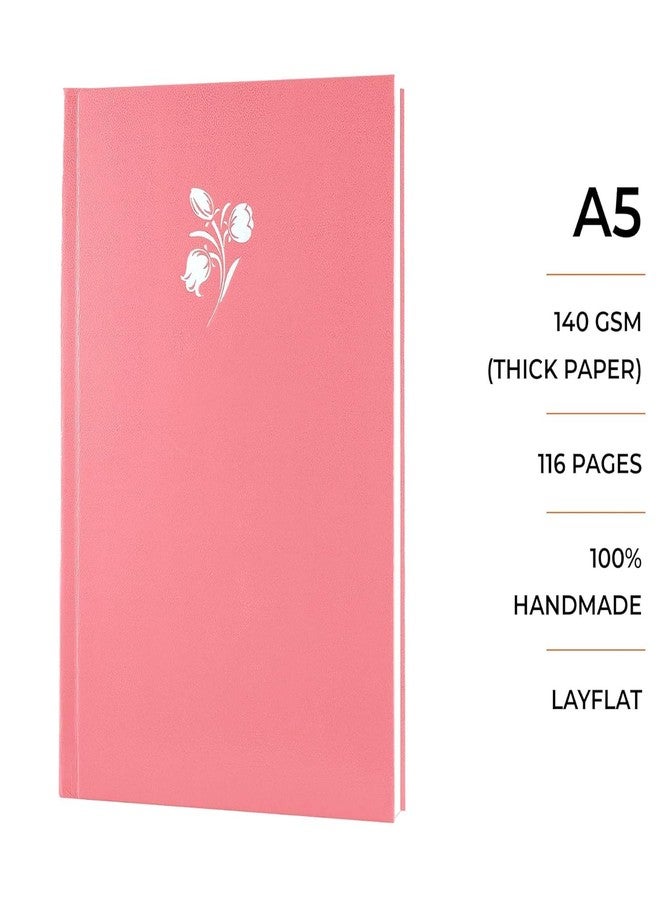 MENORAH ورق ألوان مائية مينورا - A5 - كراسة رسم فنية - A5 - 140 غ/م² - (58 ورقة / 116 صفحة) - (المقاس: 21.0 سم × 14.8 سم) - كراسة رسم - غلاف مقوى - مصنوعة يدويًا - كراسة رسم كاساتا - (وردي كرزي - أوركيد) - بورتريه - Image 2